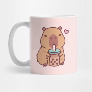 Cute Capybara Loves Drinking Bubble Tea Mug